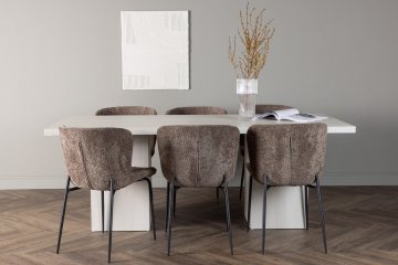 Venture Design Jedilna miza in stol komplet Olga in Modesto 200x90x75 cm bela rjava