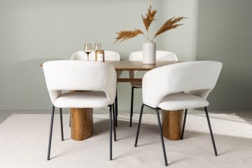 Venture Design Jedilna miza in stol komplet Isolde Day 180x90x75 cm naravna črna bela
