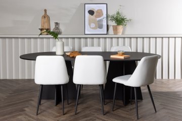 Venture Design Jedilna miza in stol komplet Bootcut Night 75x230x115 cm Črno Bela