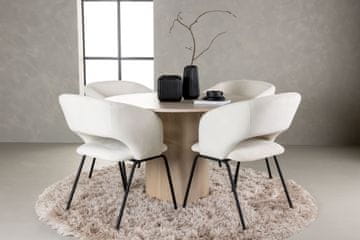 Venture Design Jedilna miza in stol Olivia Day, miza 110x75 cm, stol 66x86x66 cm, beljen, slonokoščena, črna