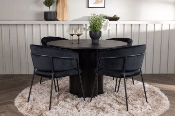 Venture Design Jedilna miza in stol komplet Olivia in Selma, miza 110x75 cm, stol 58x82x54 cm, črna
