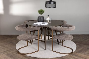 Venture Design Jedilna miza in stol komplet Kaseidon Morning miza 100x75 cm stol 54x75x65 cm rjava