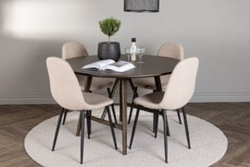 Venture Design Jedilna miza in stol komplet Kaseidon Polar miza 100x75 cm stol 52x90x45 cm temno rjava bež