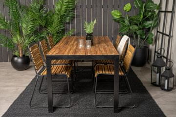 Venture Design Jedilna miza in komplet stolov 205x90x76 cm, miza črna, naravni videz