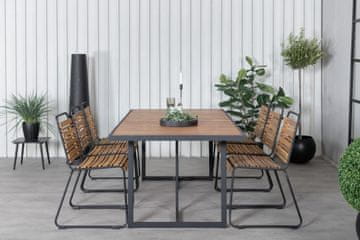 Venture Design Jedilna miza in stol komplet Khung in Bois miza 75x200x100 cm stol 59x86x57 cm črna