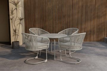 Venture Design Jedilna garnitura okrogla miza 90x71 cm stol 58x79x57 cm bež svetlo siva