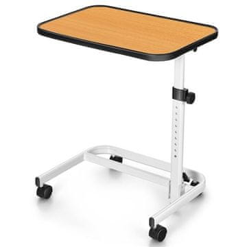 Costway Posteljna mizica na kolesih 80,5x40,5x73-94 cm naravni zaključek