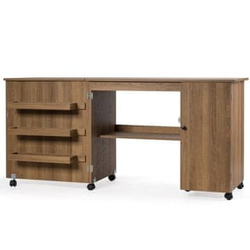 Costway Zložljiva šivalna miza 158x50x75 cm rjava