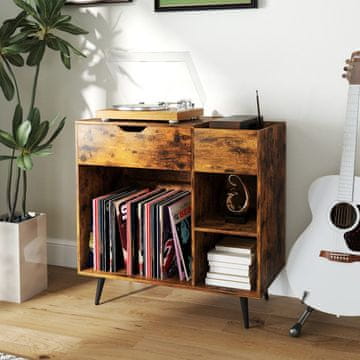 Costway Stojalo za gramofon 79,5x40x79 cm rustikalno rjavo z vtičnico USB Type C