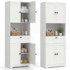 Costway Kopalniški omarica 172 cm 3 nivoji 4 vrata 1 predal bela