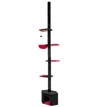 Costway Gotsko drevo za mačke od tal do stropa 245-300 cm črno