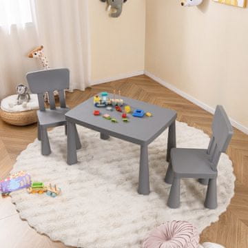 Costway Otroška večnamenska miza in komplet stolov, siva