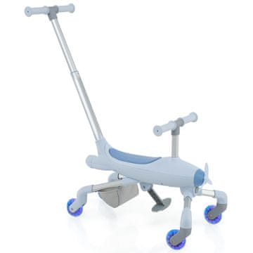 Costway Otroški guralec 2-v-1 modri z LED osvetljenimi kolesi