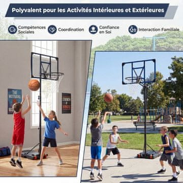 Costway Košarkaški obroč z nastavljivo višino 206-273,5 cm z 82 cm tablo modre barve