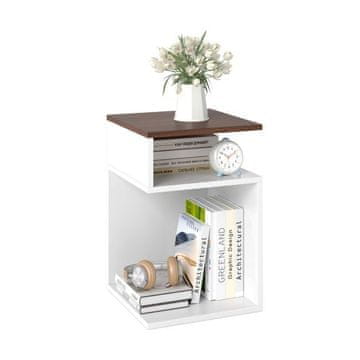 Costway S-transm stranski stolik z 2 odprtima predaloma, oreh