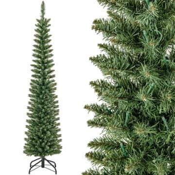 Costway Umetno božično drevo 180 cm, 390 vejic, 180 toplih belih LED lučk, zložljiv kovinski stalak