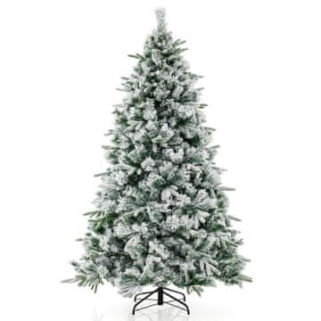 Costway Umetno božično drevo 210 cm s 300 toplo belimi LED lučmi in učinkom snega