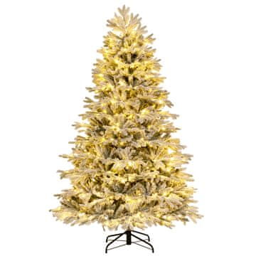 Costway Umetno božično drevo 210 cm z 450 toplimi belimi LED lučmi in učinkom snega