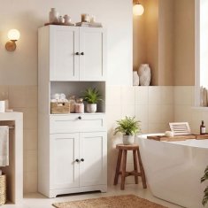 Costway Kopalniški omarica 172 cm 3 nivoji 4 vrata 1 predal bela