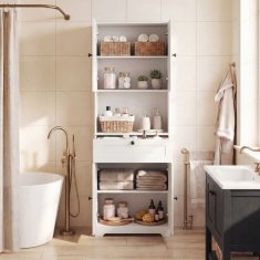 Costway Kopalniški omarica 172 cm 3 nivoji 4 vrata 1 predal bela