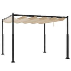 Costway Zunanja pergola 3M x 3M bež z izvlečno streho