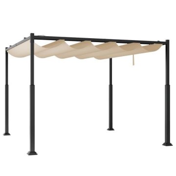 Costway Zunanja pergola 3M x 3M bež z izvlečno streho