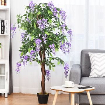 Costway Umetno drevo z wisteria cvetovi 150 cm