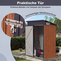 Costway Kovinska vrtna shramba 150x90,5x185 cm rjava