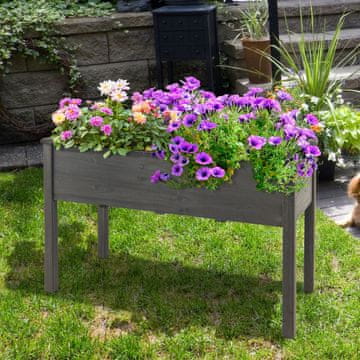 Costway Dvignjena zelenjavna korita iz jelovega lesa 125x59x76 cm siva