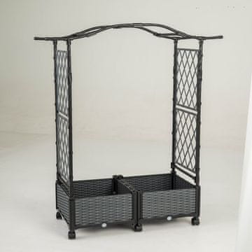 Costway Sajilna korita z mrežo in visečo streho, dvignjeno gredico na zaklepnih kolesih 153x40x147 cm siva