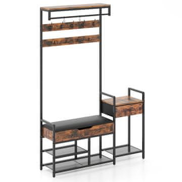Costway Samostoječi vhodni regal z klopjo za shranjevanje čevljev 178 cm rjav