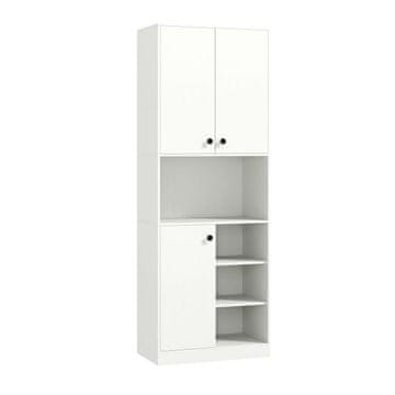 Costway Kuhinjski kabinet za shranjevanje z nosilcem za mikrovalovno pečico, 166 cm, bel