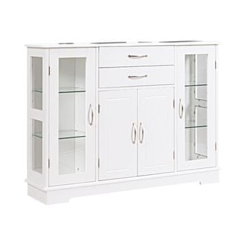 Costway Vitrina za bife z 2 predaloma in 3 omaricami, bela