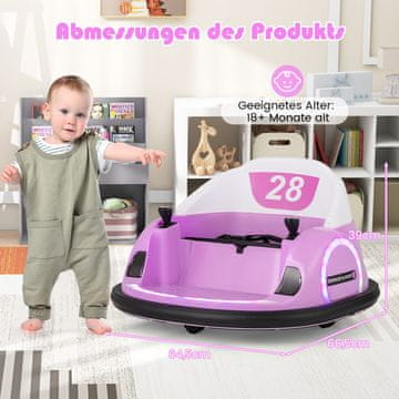 Costway Električni avto za trkanje za otroke roza z utripajočimi LED lučmi