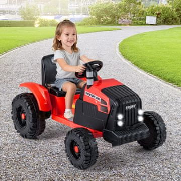 Costway Otroški električni traktor z odstranljivim priklopnikom 24V rdeč