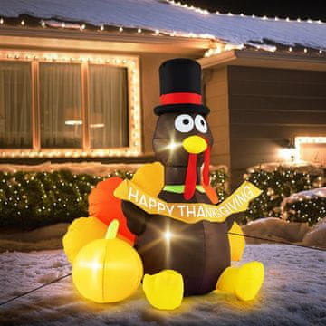 Costway Napihljiva dekoracija purana za zahvalni dan z LED lučmi 150 cm