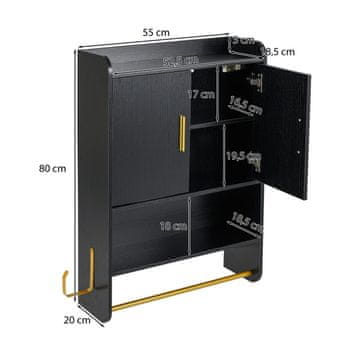 Costway Kopalniški viseči omarica 55x20x80 cm črna