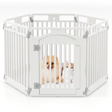 Costway 6-delni ograjen prostor za pse 81 cm, bel