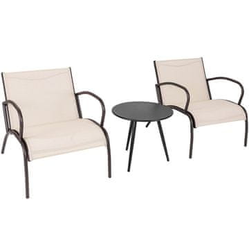 Costway 3-delni bistro set za teraso s ukrivljenim tkaninskim sedežem v morski barvi