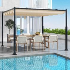 Costway Zunanja pergola 3M x 3M bež z izvlečno streho
