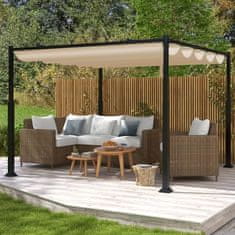 Costway Zunanja pergola 3M x 3M bež z izvlečno streho