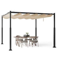 Costway Zunanja pergola 3M x 3M bež z izvlečno streho
