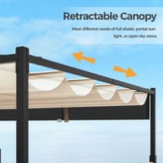 Costway Zunanja pergola 3M x 3M bež z izvlečno streho