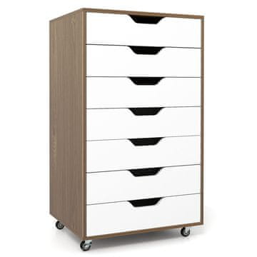 Costway Mobilni organizator za shranjevanje z 7 predali in 4 univerzalnimi kolesci, oreh