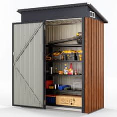 Costway Kovinska vrtna shramba 150x90,5x185 cm rjava