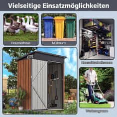 Costway Kovinska vrtna shramba 150x90,5x185 cm rjava