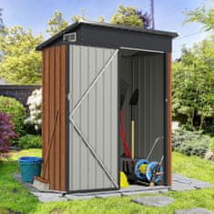 Costway Kovinska vrtna shramba 150x90,5x185 cm rjava