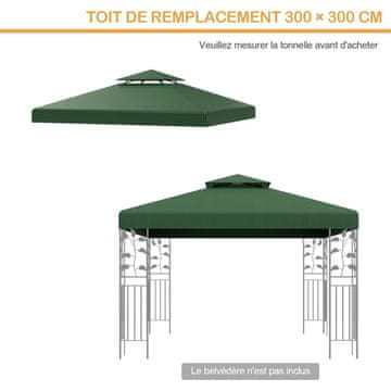 Costway Zamenjalna zgornja prevleka 300x300 cm temno zelena