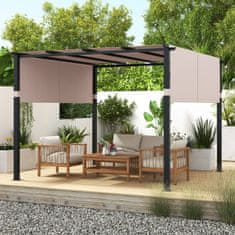 Costway Pergola s ravno streho 3x3 m z izvlečnim baldahinom bež
