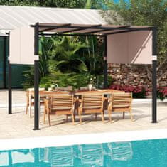 Costway Pergola s ravno streho 3x3 m z izvlečnim baldahinom bež